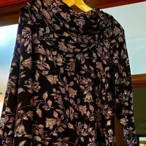 Black embellished stretchy pullover formal top